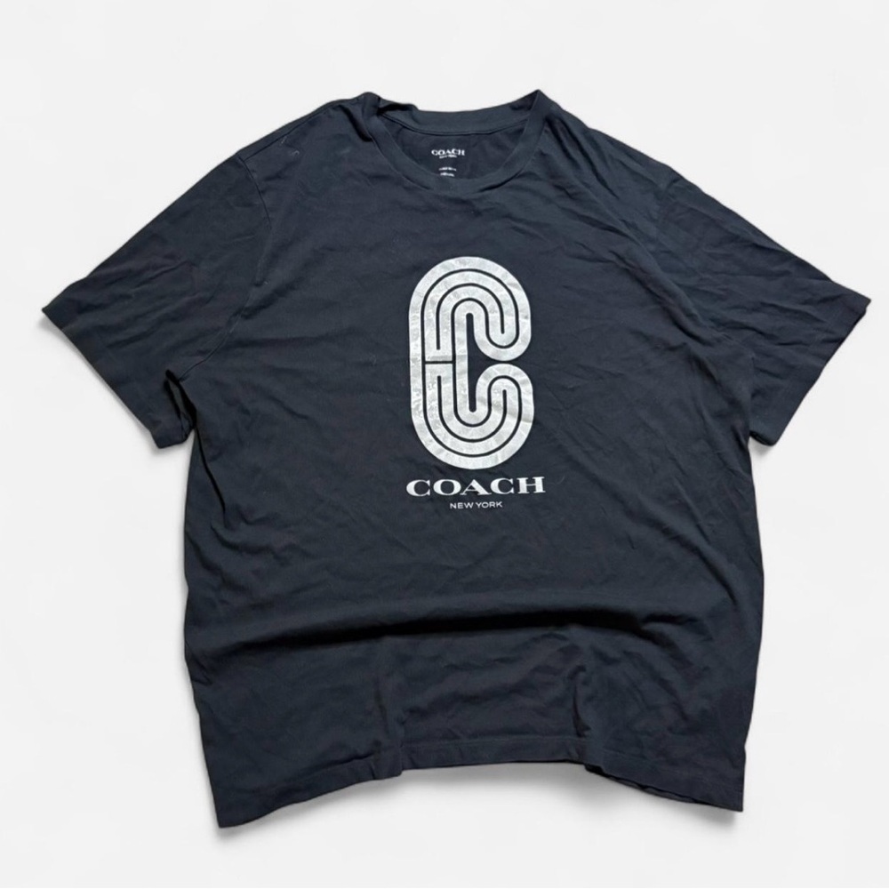 Coach Black Short-Sleeve Tee with Silver Logo
